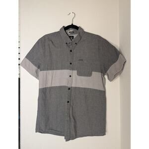 Volcom Men's Short Sleeve Button-Down Shirt in Gray and Light Gray